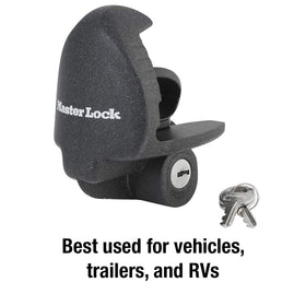 Master Lock 379ATPY securing an RV in driveway illustrating peace-of-mind protection