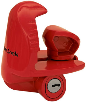 Master Lock 389DAT front view showing bright red finish and visible deterrent