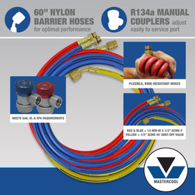 Mastercool 3-in-1 can tap valve in use demonstrating fast refrigerant access