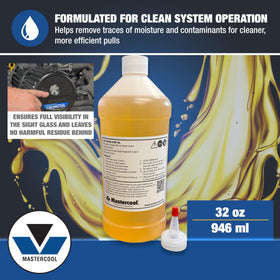 Mastercool clear oil texture in glass highlighting clarity for sight glass checks