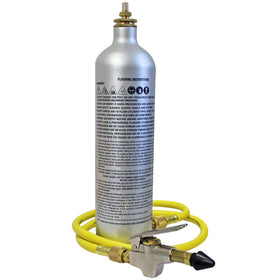 Mastercool 91046-A kit front view showing flush gun, 33 oz canister and 36-inch hose for quick cleaning
