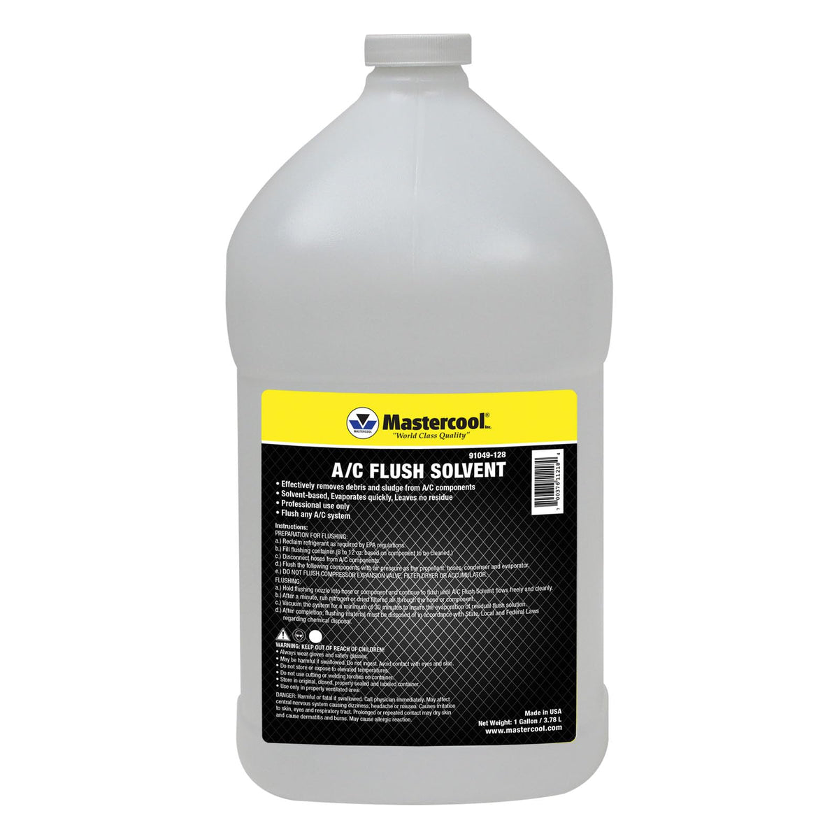 Mastercool one-gallon bottle front label showing product identity and capacity benefits