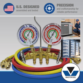 Mastercool silicone-dampened gauges closeup for steadier accurate readings