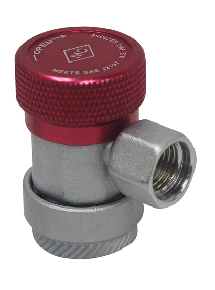Mastercool front view of coupler showing durable metal body and secure connection benefit