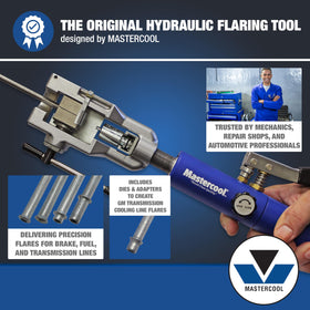 Mastercool hydraulic ram close-up demonstrating smooth controlled pressure for consistent flares