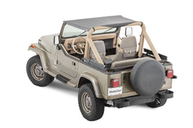 MasterTop Bimini front view on Jeep Wrangler YJ showing sun protection