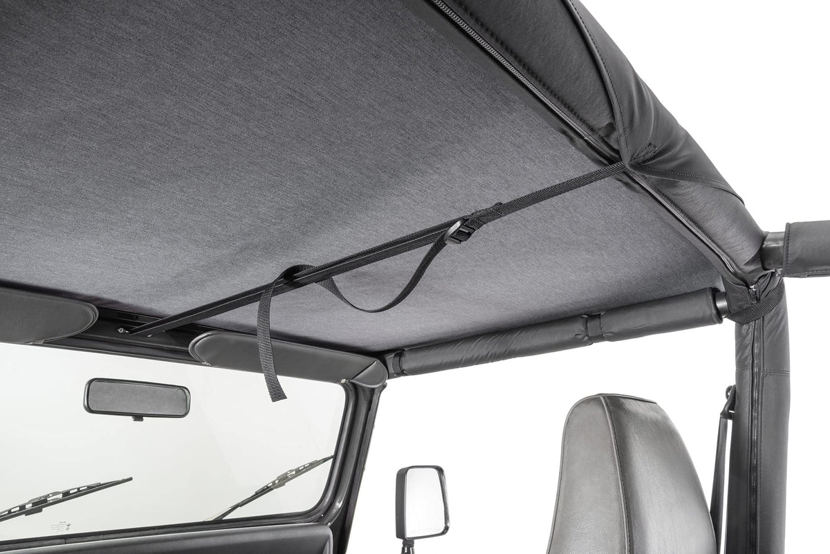 MasterTop Bimini in use on trail protecting passengers from sun