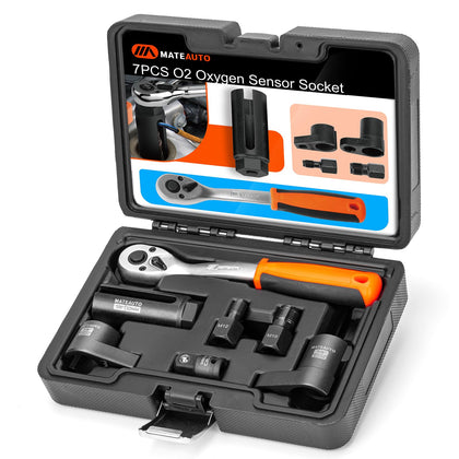 MateAuto front packaging of 7-piece oxygen sensor socket set showing complete kit and durability