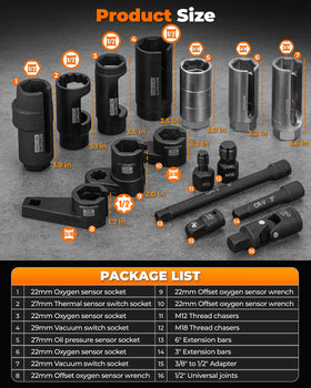 MateAuto close-up of slotted oxygen sensor sockets showing secure wire clearance benefit