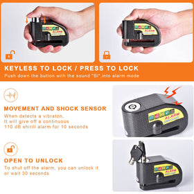 Mathtoxyz disc lock mounted on motorcycle brake demonstrating secure fit benefit
