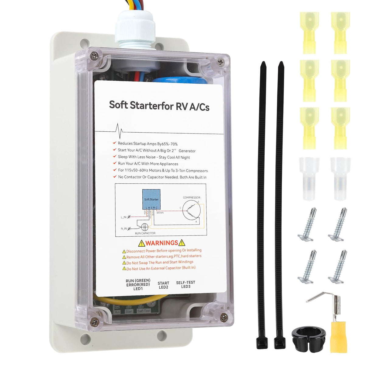 Matirron soft start front panel showing controls and connectors for reliable startup reduction