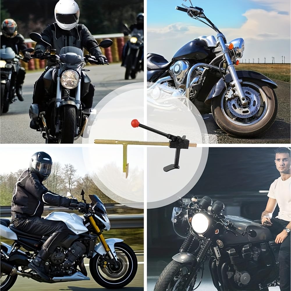 Mautopily in use on motorcycle wheel enabling quick roadside tire bead removal