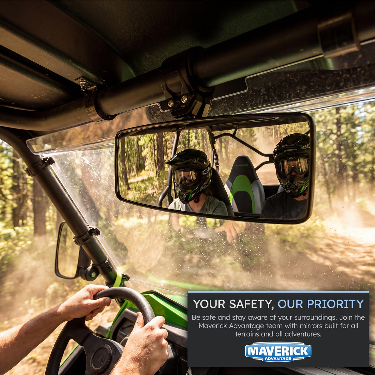 Maverick Advantage mounted on UTV in trail setting highlighting improved situational awareness