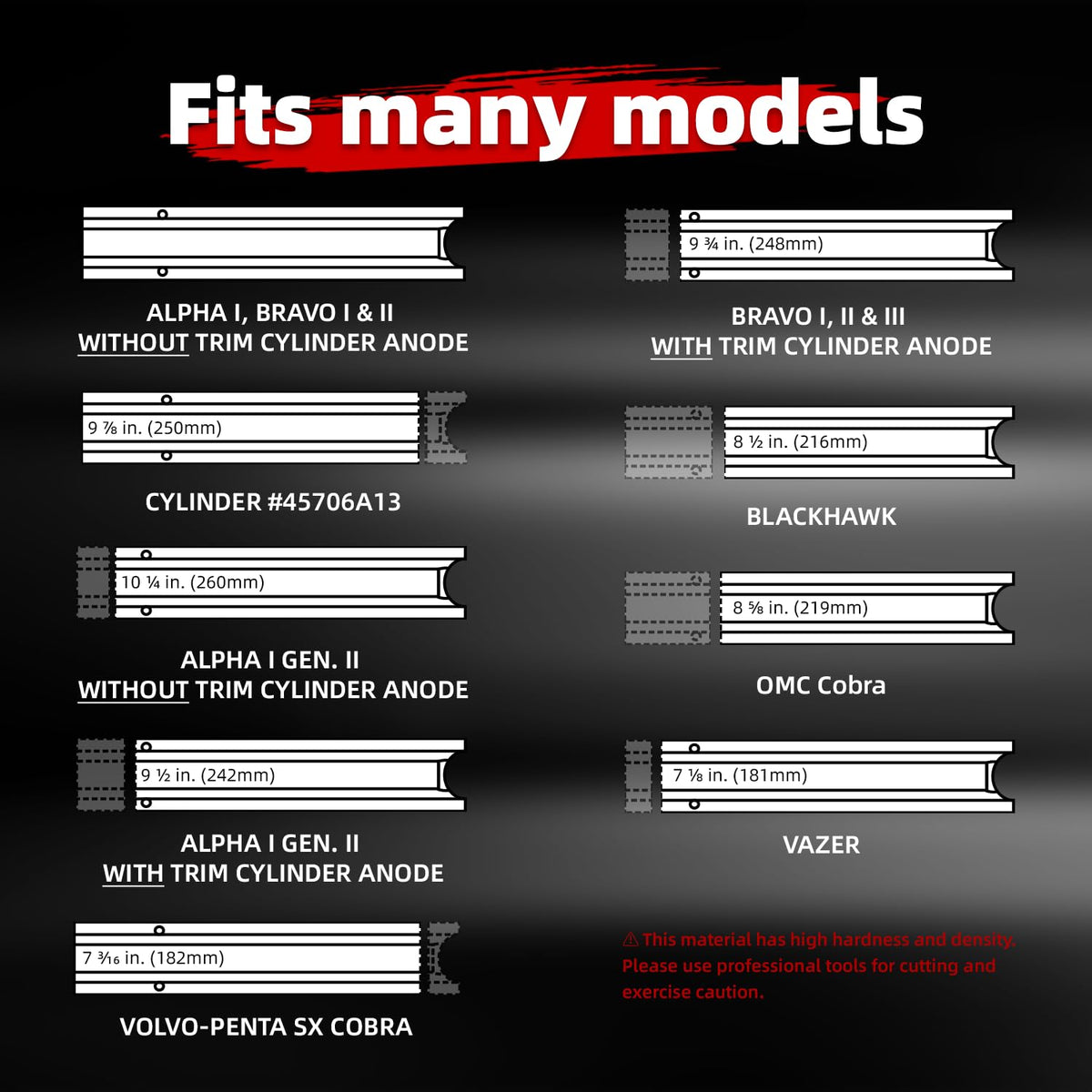 Mavnai side profile with dimensions showing correct fit for common drives