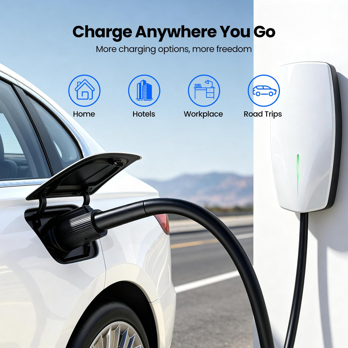Mavulo adapter on a trunk during a road trip lifestyle scene promoting charging freedom