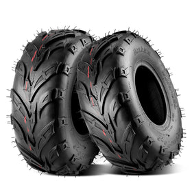 MaxAuto front view of two 145/70-6 tires showing tread — improved traction benefit