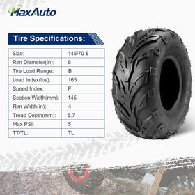 MaxAuto sidewall label with size markings — clear identification and fit benefit