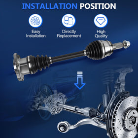 Maxfavor CV axle mounted on wheel hub, showing restored drivetrain stability