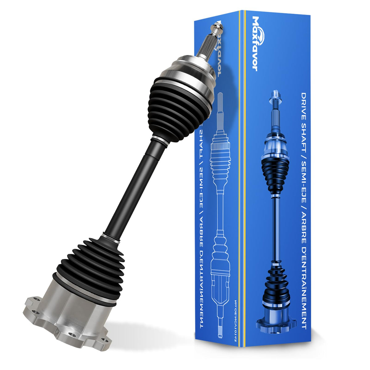 Maxfavor front CV axle packaged ready to install, showing reliable fitment