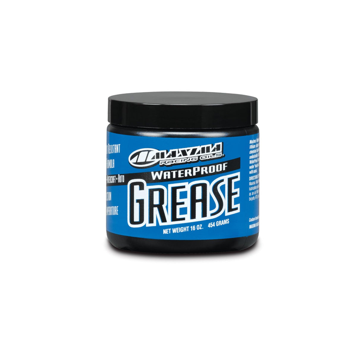 Maxima 80916 bottle front view showing label and durable waterproof grease benefits