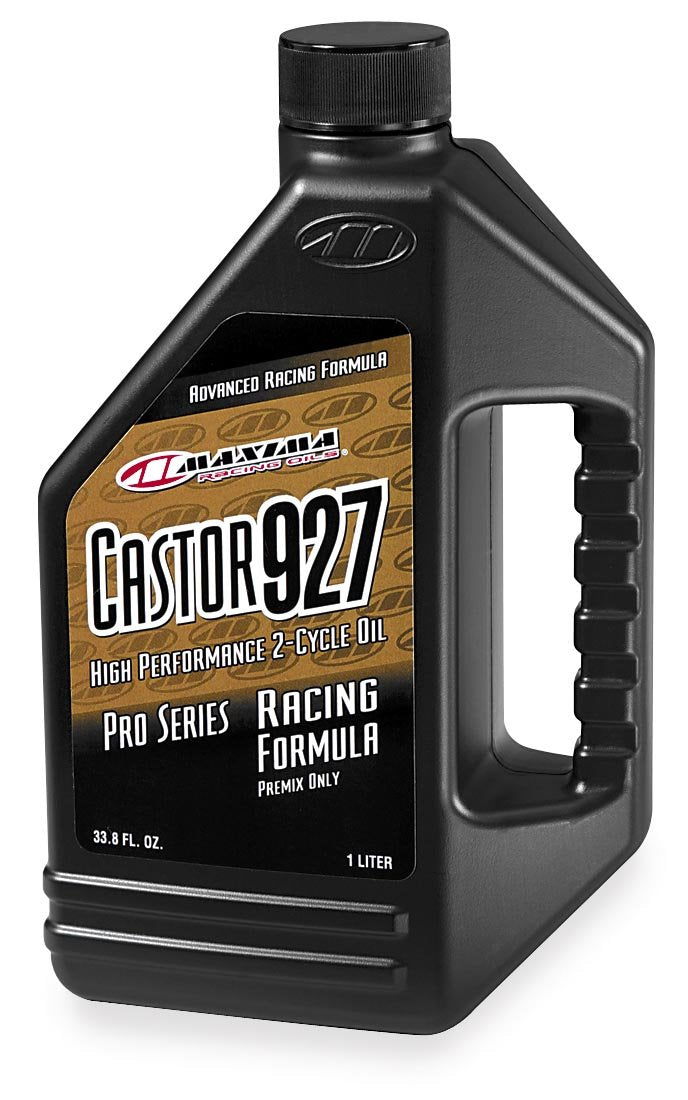 Maxima Castor 927 front label on 64 oz bottle showing product identity and racing benefit