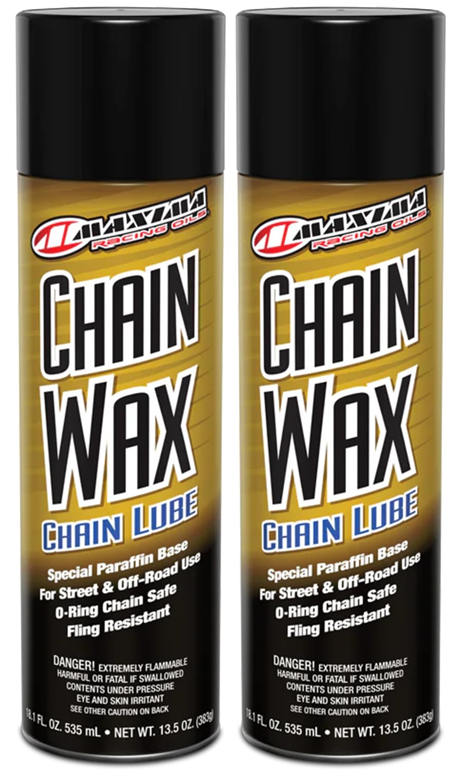 Maxima chain wax front packaging showing spray can and product benefit