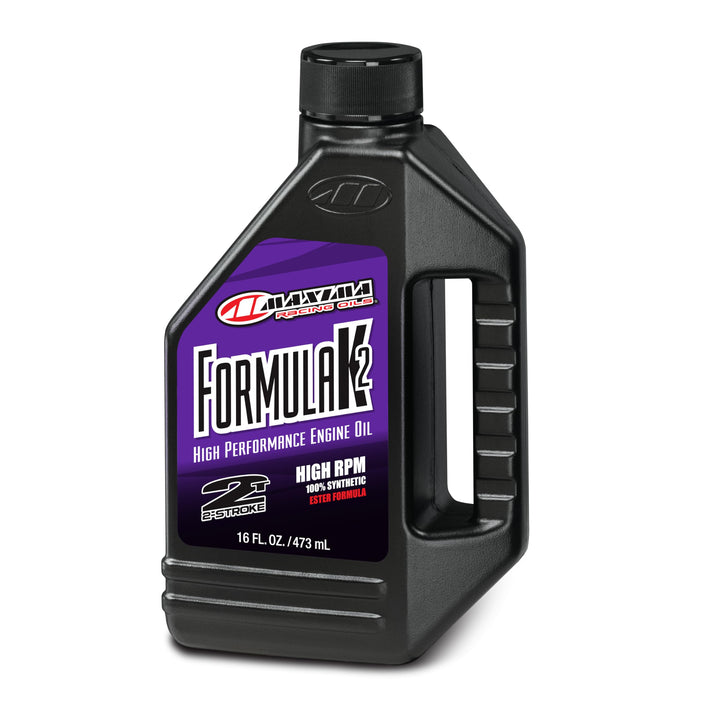 Maxima Formula K2 bottle front view showing label and race-grade benefits
