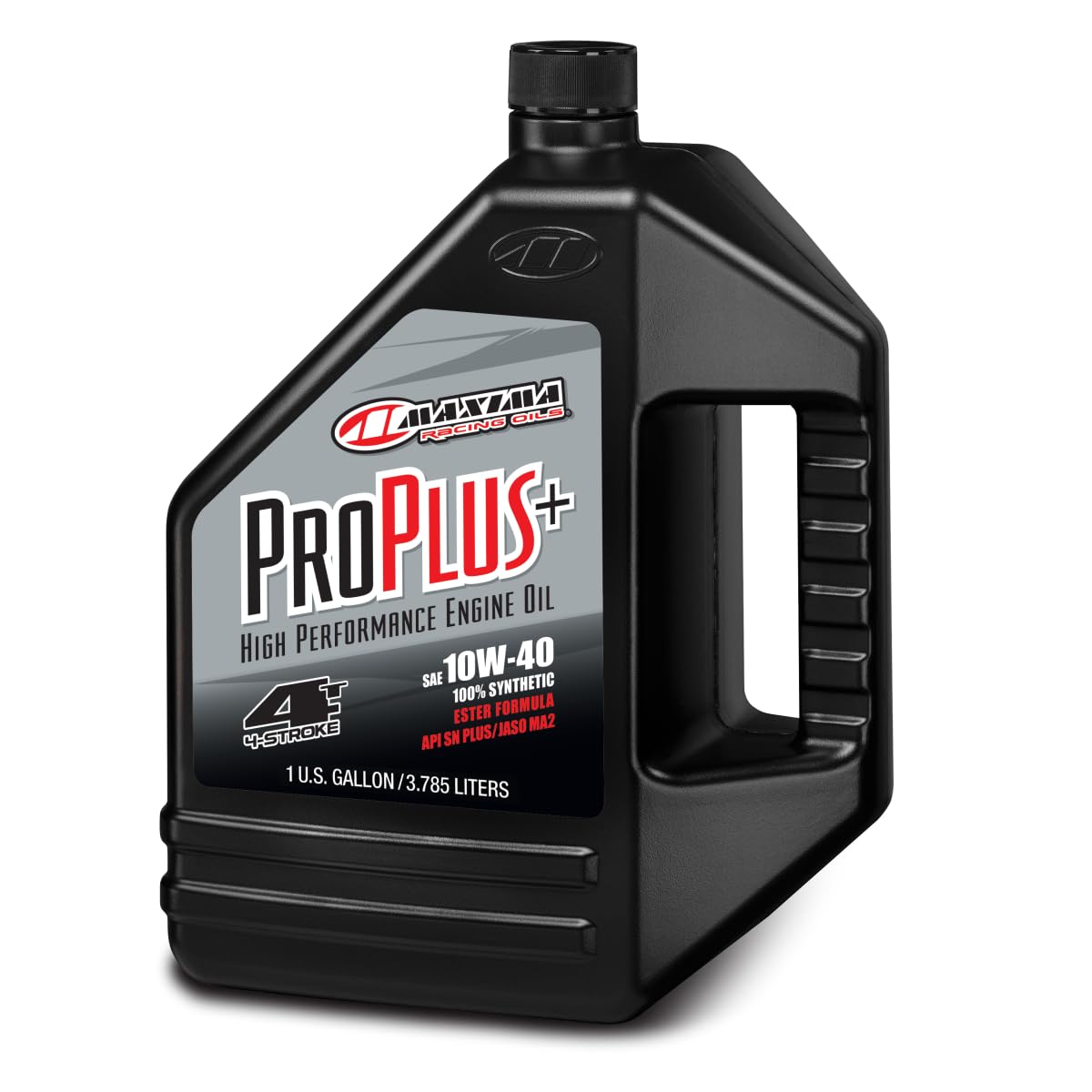 Maxima Pro Plus+ 10W50 front label showing product and protection benefits