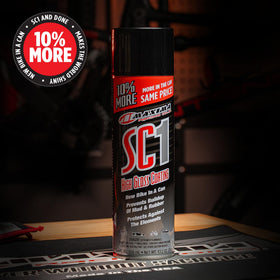 Maxima SC1 being sprayed on a bicycle frame, restores shine and repels dirt