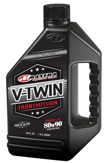 Maxima V‑Twin front bottle view showing label and product benefits
