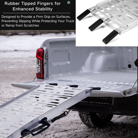 MAXIVAMN ramp in use loading motorcycle into truck demonstrating stable incline benefit