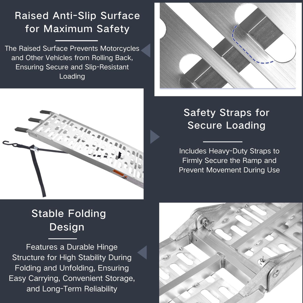 MAXIVAMN ramp strap and rubber edge securing ramp to vehicle for slip prevention