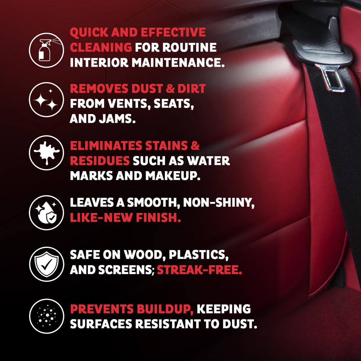 MAXL cleaned dashboard and trim showing refreshed look and dust resistance