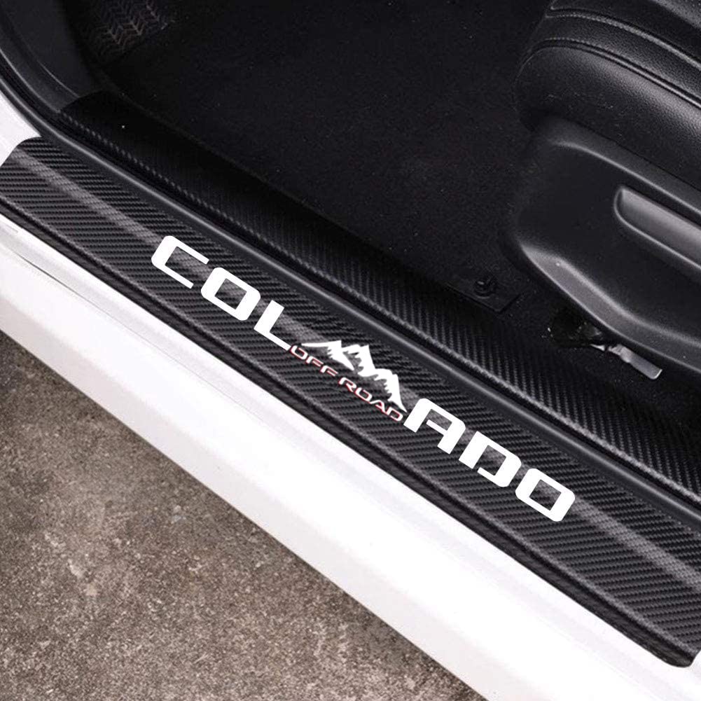 MAXMILO carbon fiber front door sill close-up showing protective finish
