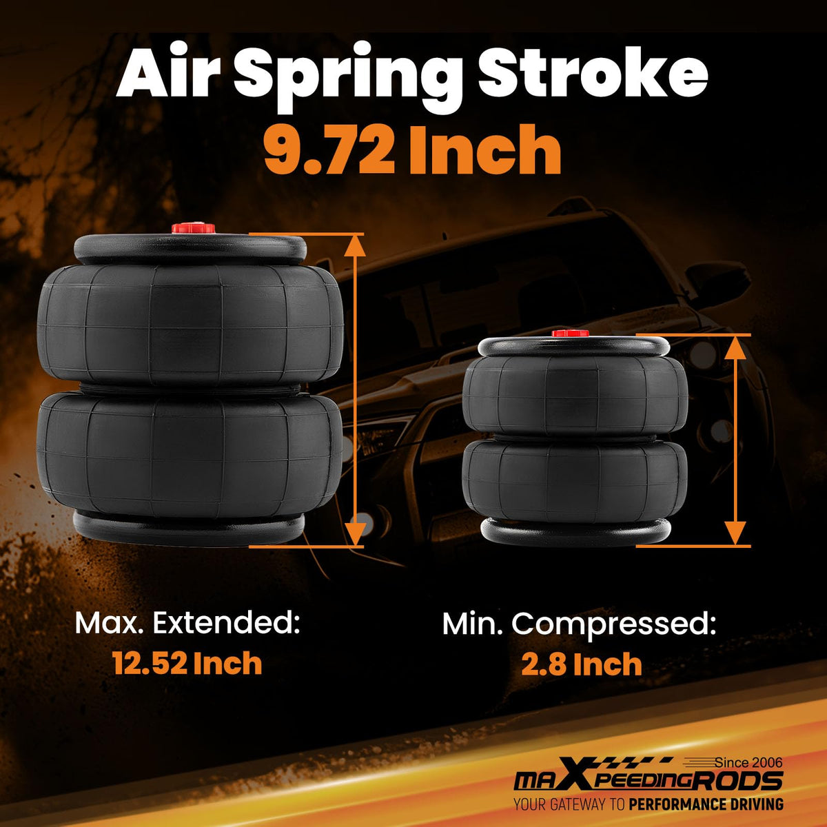maXpeedingrods air port thread detail highlighting 1/2-14 NPT compatibility benefit