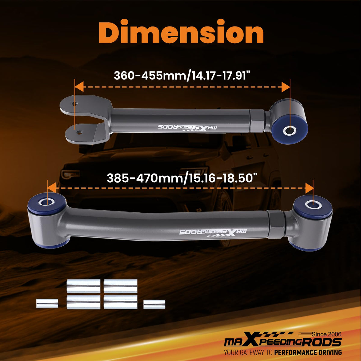 maXpeedingrods control arms installed on Jeep front assembly improving alignment and handling