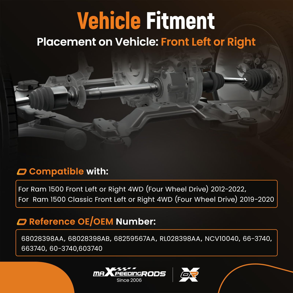 maXpeedingrods axle installed on Ram wheel hub demonstrating direct-fit ease