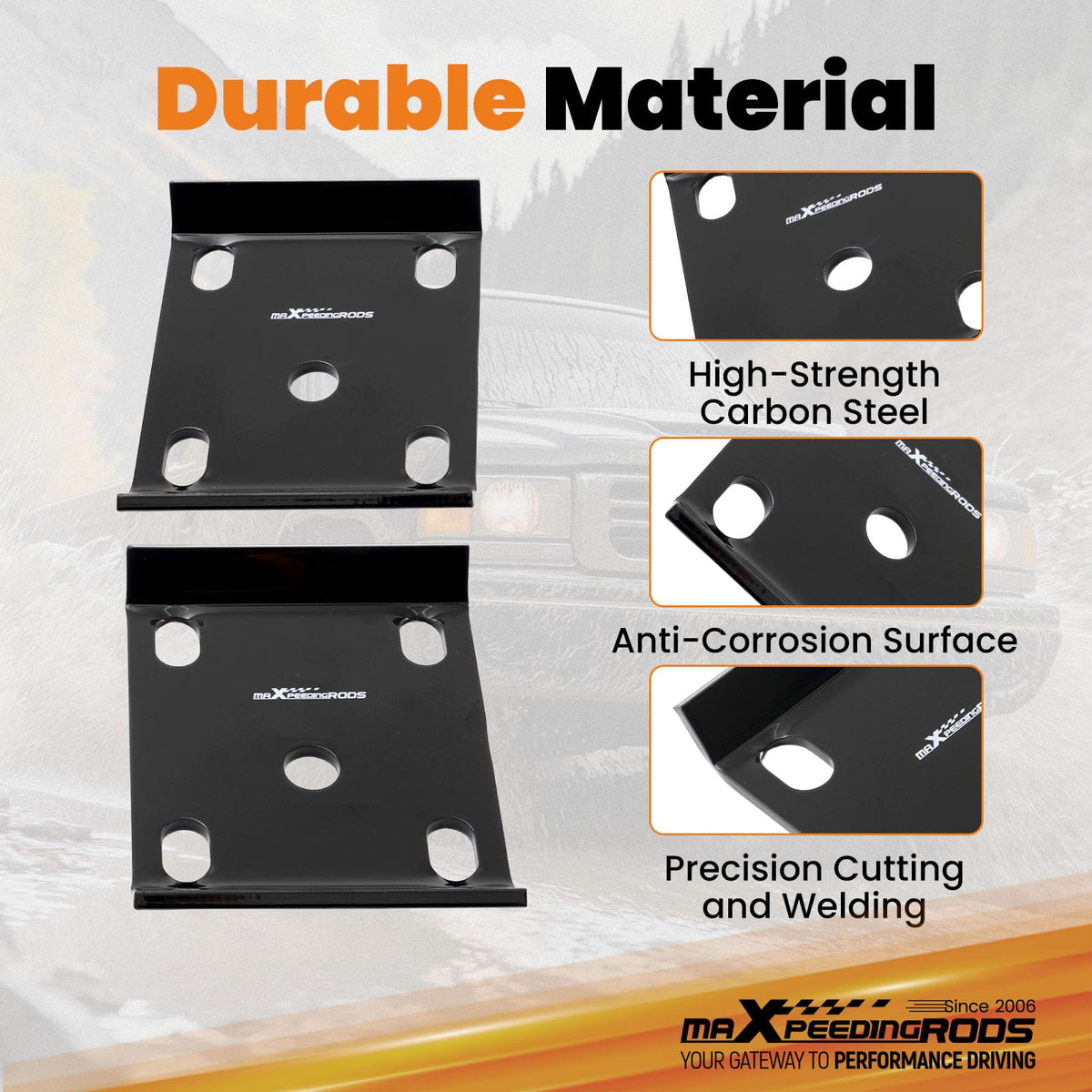maXpeedingrods axle flip close-up welds highlighting durable construction and strength