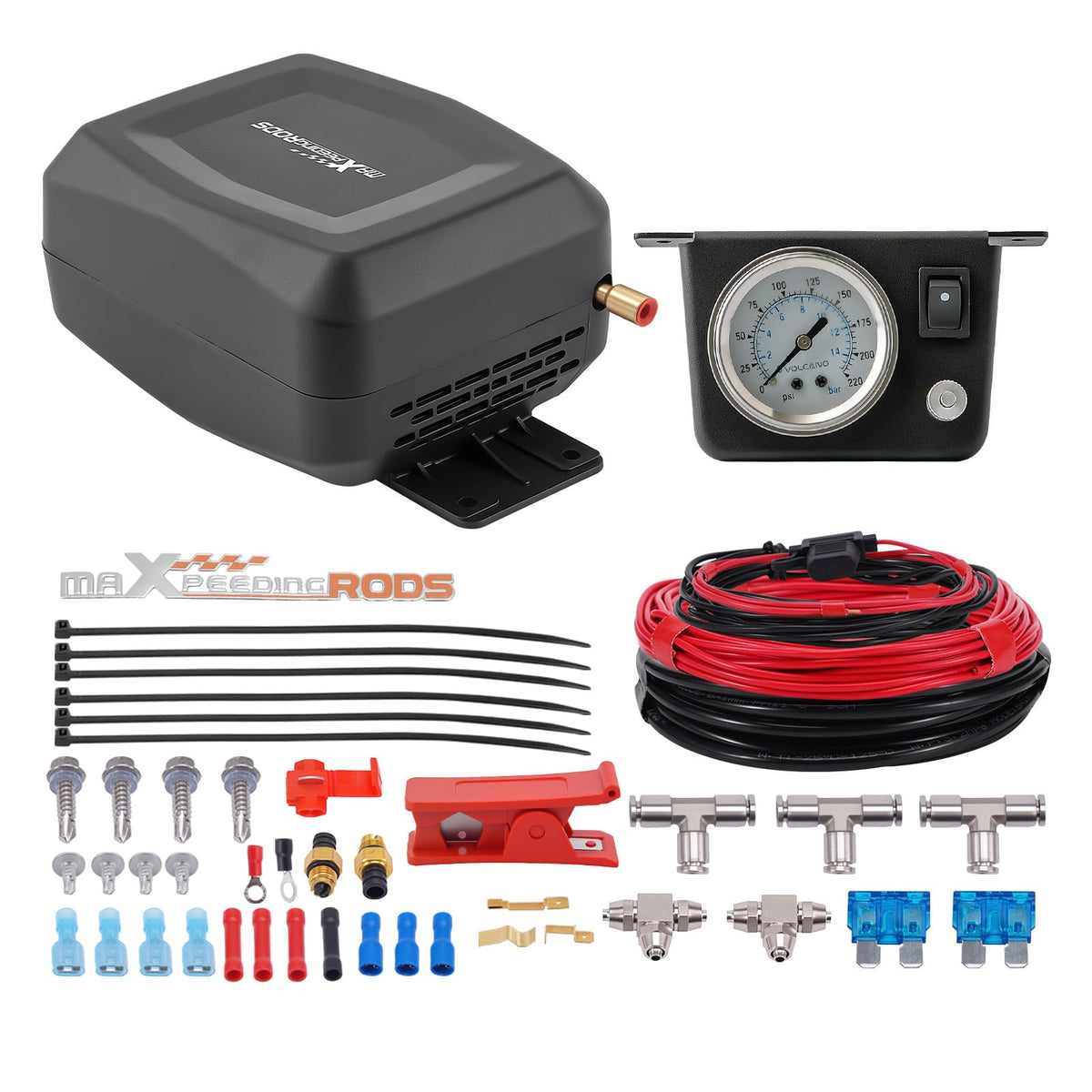 maXpeedingrods compressor front view showing compact design and easy install benefit