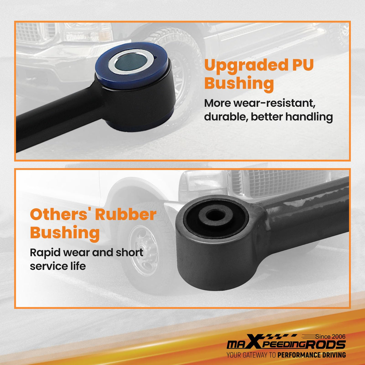 maXpeedingrods installed on Ford front axle demonstrating corrected axle centering