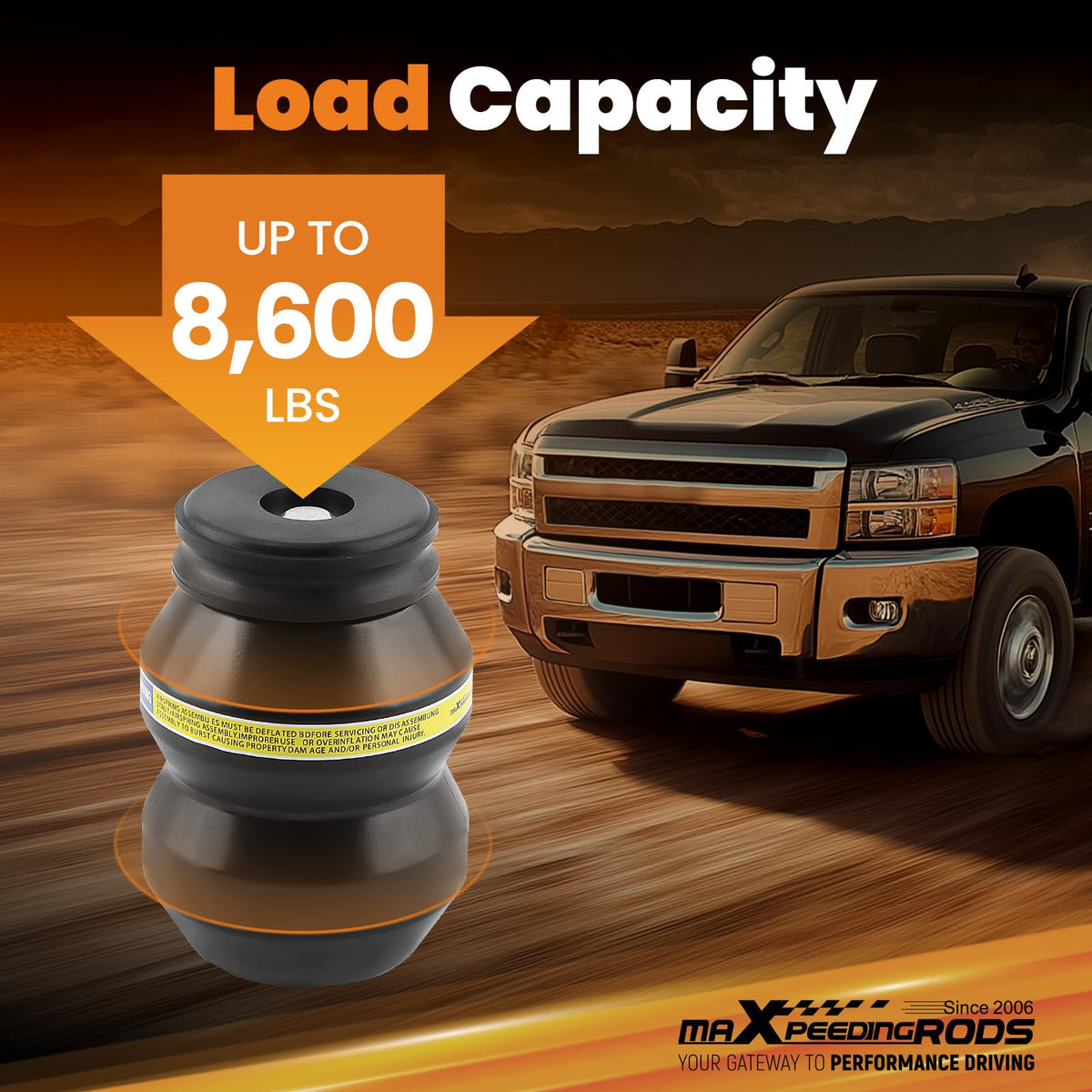 maXpeedingrods installed under axle demonstrating improved load support