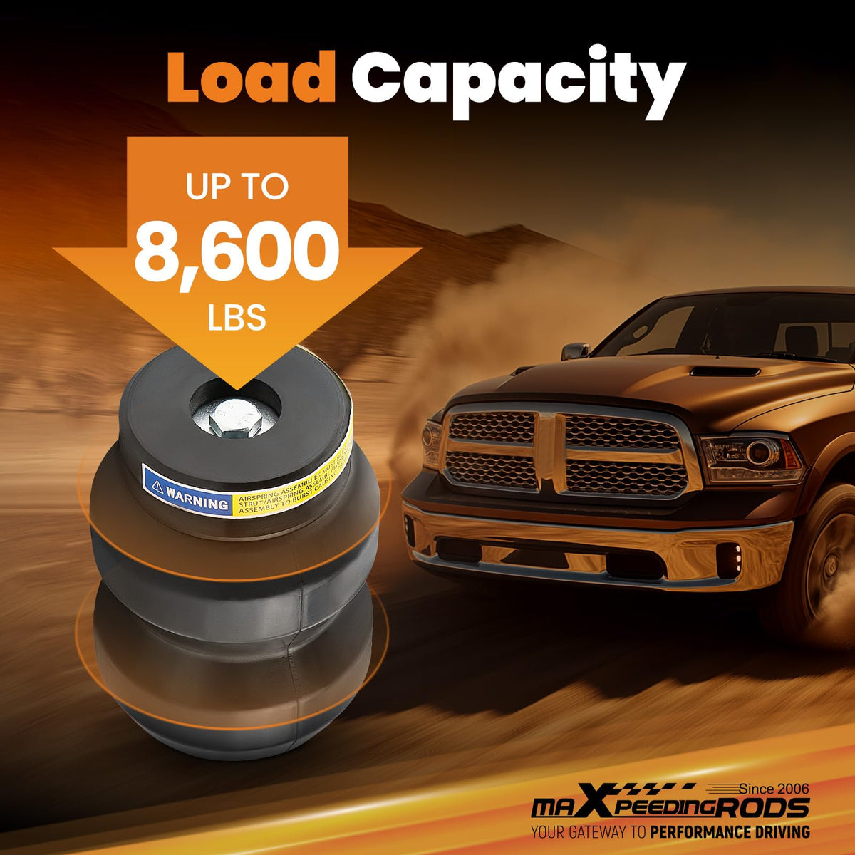 maXpeedingrods installed under Dodge Ram showing improved support benefit