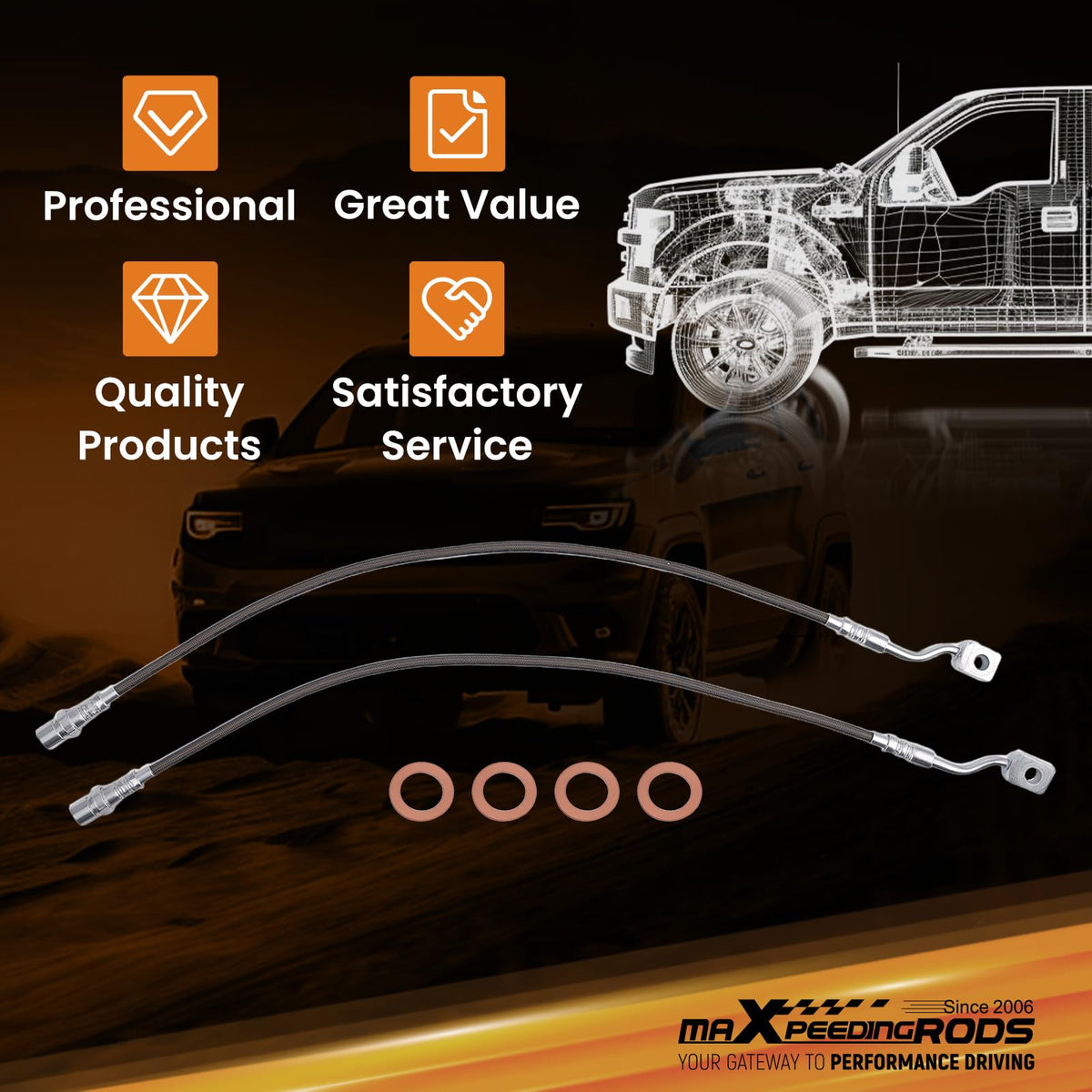 maXpeedingrods length comparison showing extended vs stock, better travel clearance