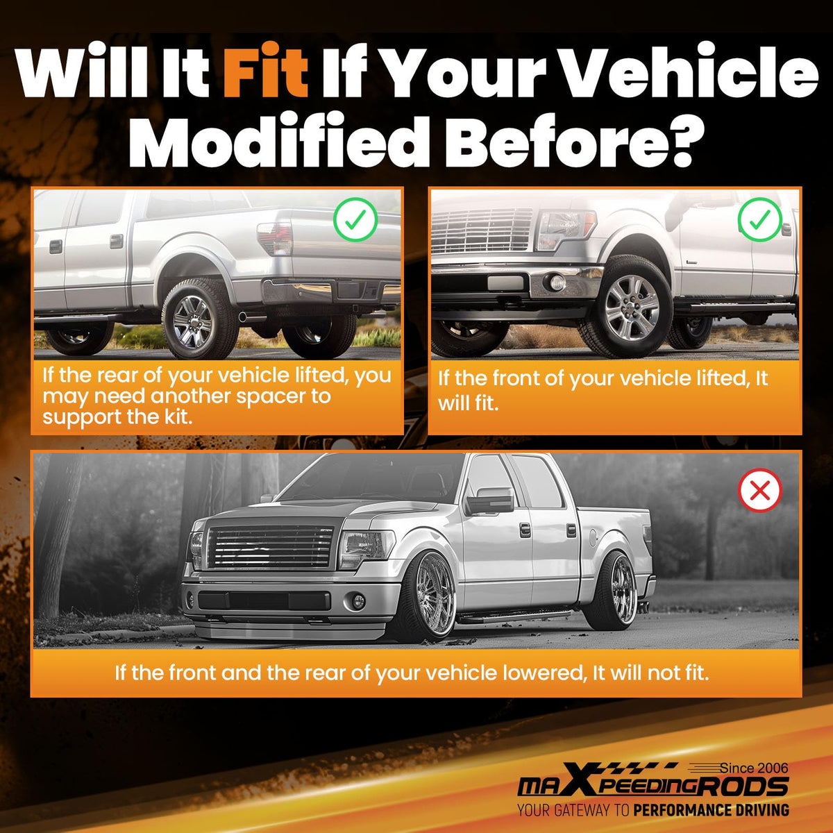 maXpeedingrods towing lifestyle shot showing level trailer hauling benefit