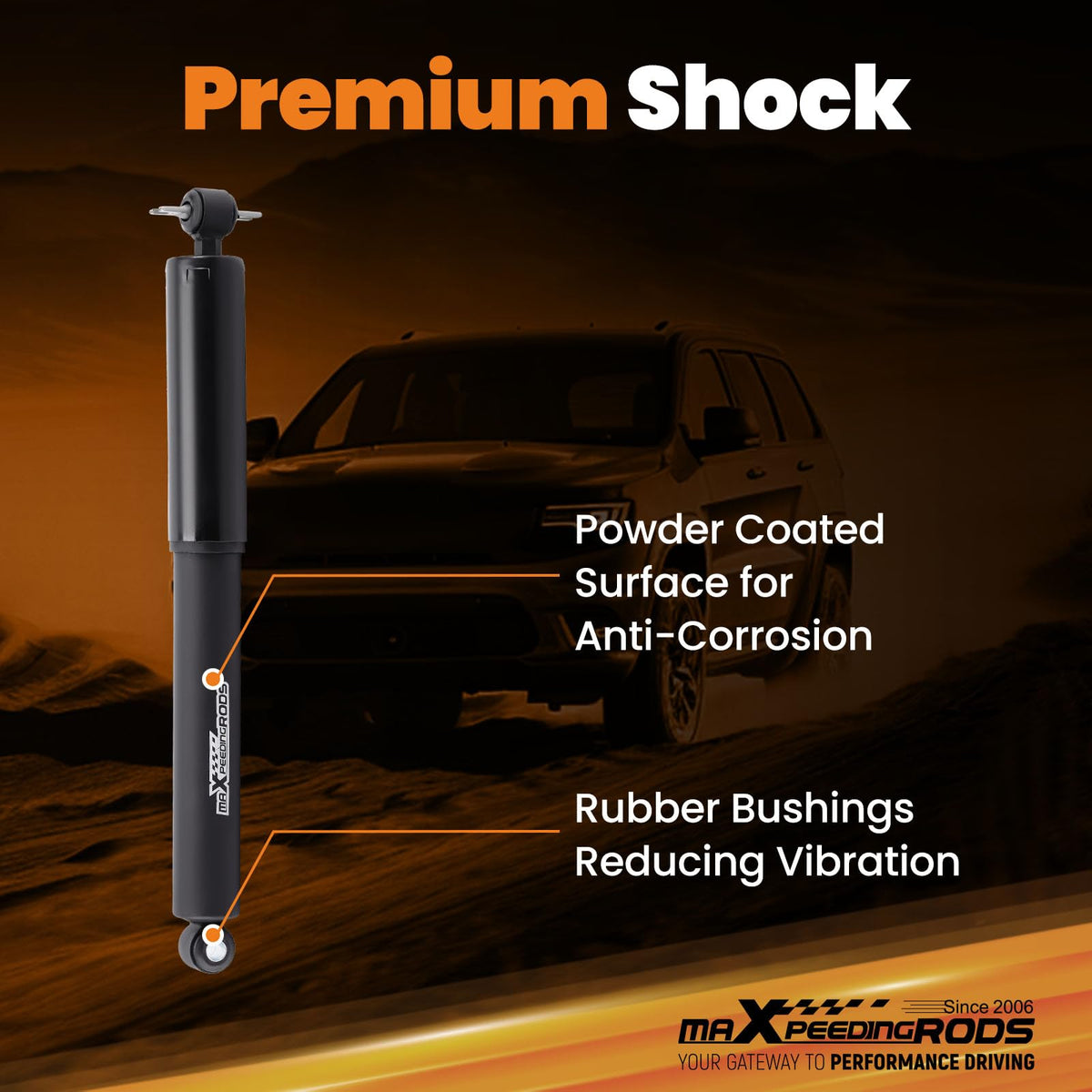 maXpeedingrods shock body profile displaying 50mm body for strength and heat dissipation