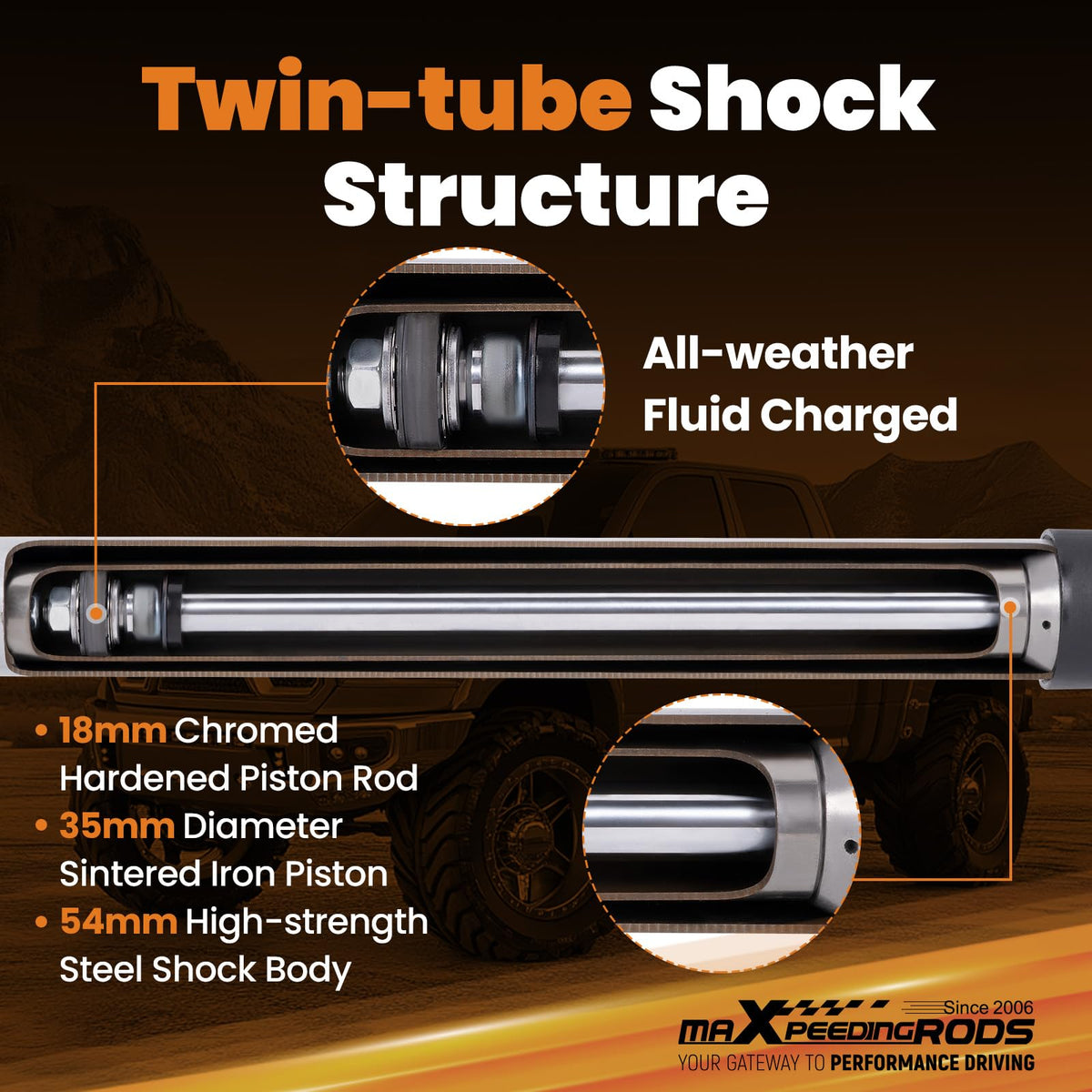 maXpeedingrods side profile highlighting powder-coat finish for corrosion resistance