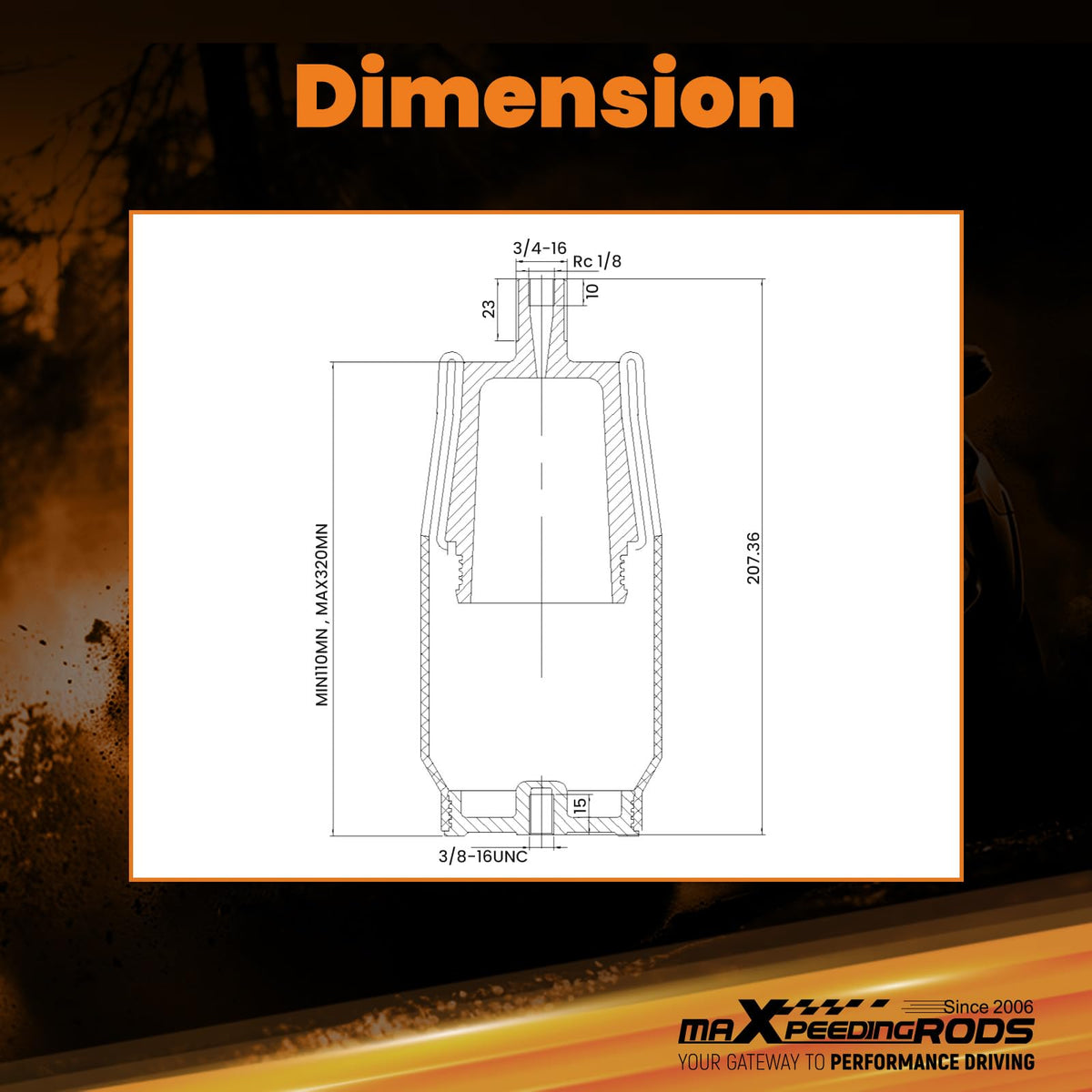 maXpeedingrods side view highlighting mounting pattern for easy installation