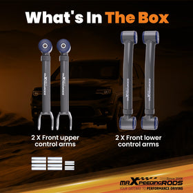 maXpeedingrods control arm next to ruler illustrating adjustable length ranges for fitment