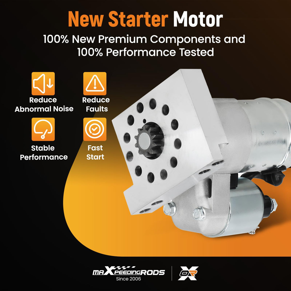 maXpeedingrods starter side profile displaying compact size to fit tight engine bays and swaps