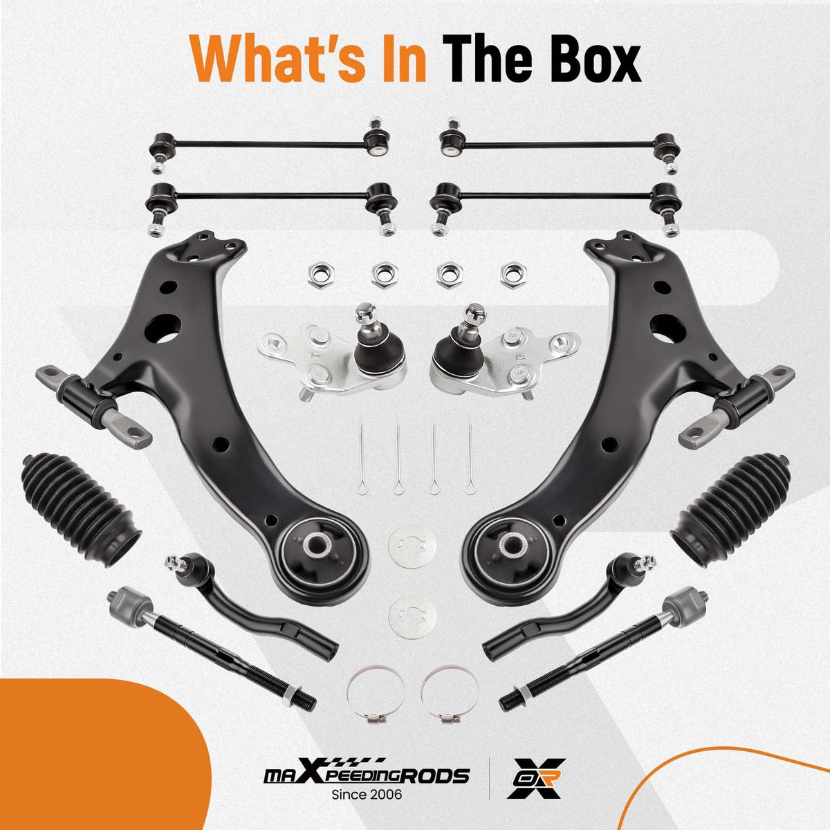 maXpeedingrods tie rod ends with boots shown to protect steering joints and keep out contaminants